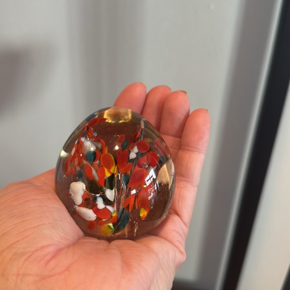 Vintage Egg Glass Paperweight Blow Glass Art Retro Red Gift - Picture 4 of 7